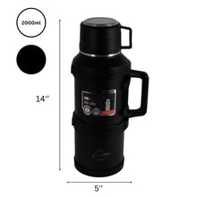 Black Vacuum Insulated Thermos Flask - 2000ML