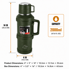 Green Vacuum Insulated Thermos Flask - 2000ML