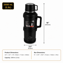 Black Vacuum Insulated Thermos Flask - 2500ML