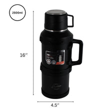 Black Vacuum Insulated Thermos Flask - 2500ML