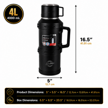 Black Vacuum Insulated Thermos Flask - 4000ML
