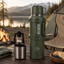 4L Vacuum Insulated Thermos Flask with Cup and Carry Handle, Green