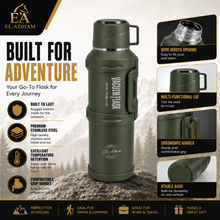 4L Vacuum Insulated Thermos Flask with Cup and Carry Handle, Green