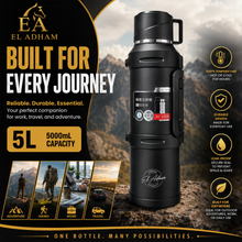 El Adham 5L Black Vacuum Insulated Thermos Flask with Cup and Carry Handle