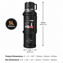 El Adham 5L Black Vacuum Insulated Thermos Flask with Cup and Carry Handle