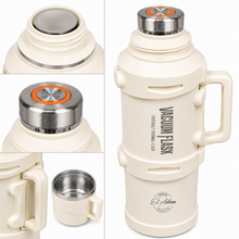 El Adham 2500ML White Vacuum Insulated Flask with Intelligent Temperature Display, Carry Handle and Cup Lid