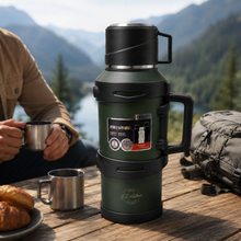 El Adham Intelligent Temperature Display Vacuum Flask, 3200ML, Green, Portable Thermal Beverage Flask with Handle and Cup Lid