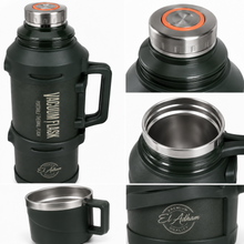 El Adham Intelligent Temperature Display Vacuum Flask, 3200ML, Green, Portable Thermal Beverage Flask with Handle and Cup Lid
