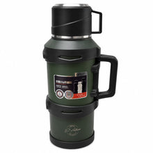 El Adham Intelligent Temperature Display Vacuum Flask, 3200ML, Green, Portable Thermal Beverage Flask with Handle and Cup Lid