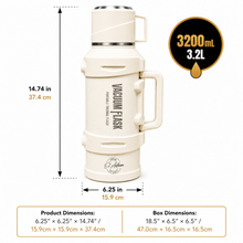 El Adham 3200ML White Vacuum Insulated Flask with Intelligent Temperature Display, Carry Handle and Cup Lid
