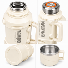 El Adham 3200ML White Vacuum Insulated Flask with Intelligent Temperature Display, Carry Handle and Cup Lid