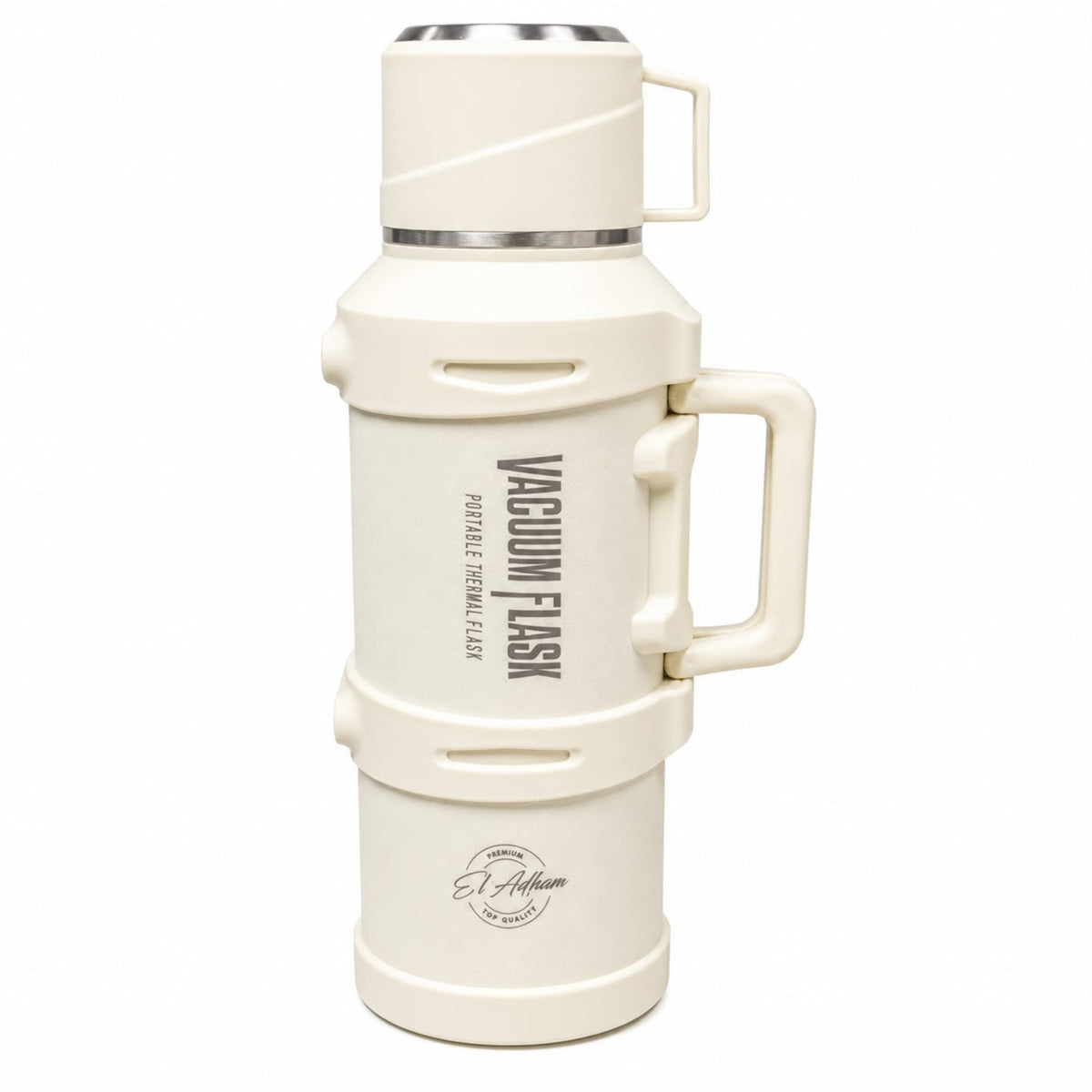 El Adham 3200ML White Vacuum Insulated Flask with Intelligent Temperature Display, Carry Handle and Cup Lid