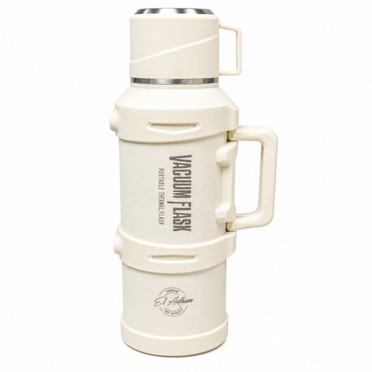 El Adham 3200ML White Vacuum Insulated Flask with Intelligent Temperature Display, Carry Handle and Cup Lid