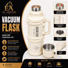 El Adham 4000ML White Vacuum Insulated Flask with Intelligent Temperature Display, Carry Handle and Cup Lid
