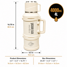 El Adham 4000ML White Vacuum Insulated Flask with Intelligent Temperature Display, Carry Handle and Cup Lid