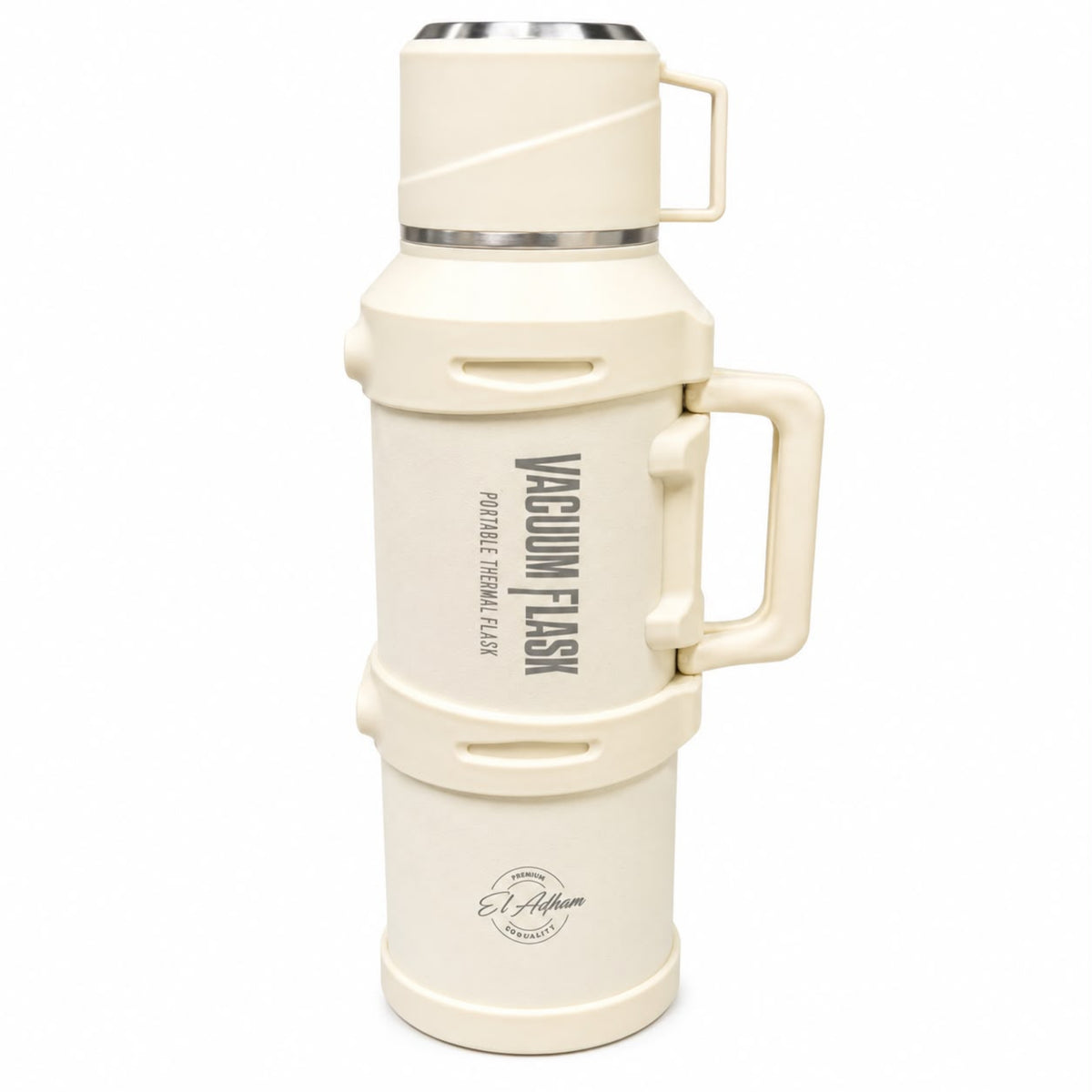 El Adham 4000ML White Vacuum Insulated Flask with Intelligent Temperature Display, Carry Handle and Cup Lid