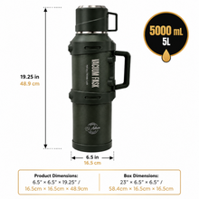El Adham 5000ML Green Vacuum Insulated Flask with Intelligent Temperature Display, Carry Handle and Cup Lid