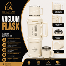 El Adham 5000ML White Vacuum Insulated Flask with Intelligent Temperature Display, Carry Handle and Cup Lid