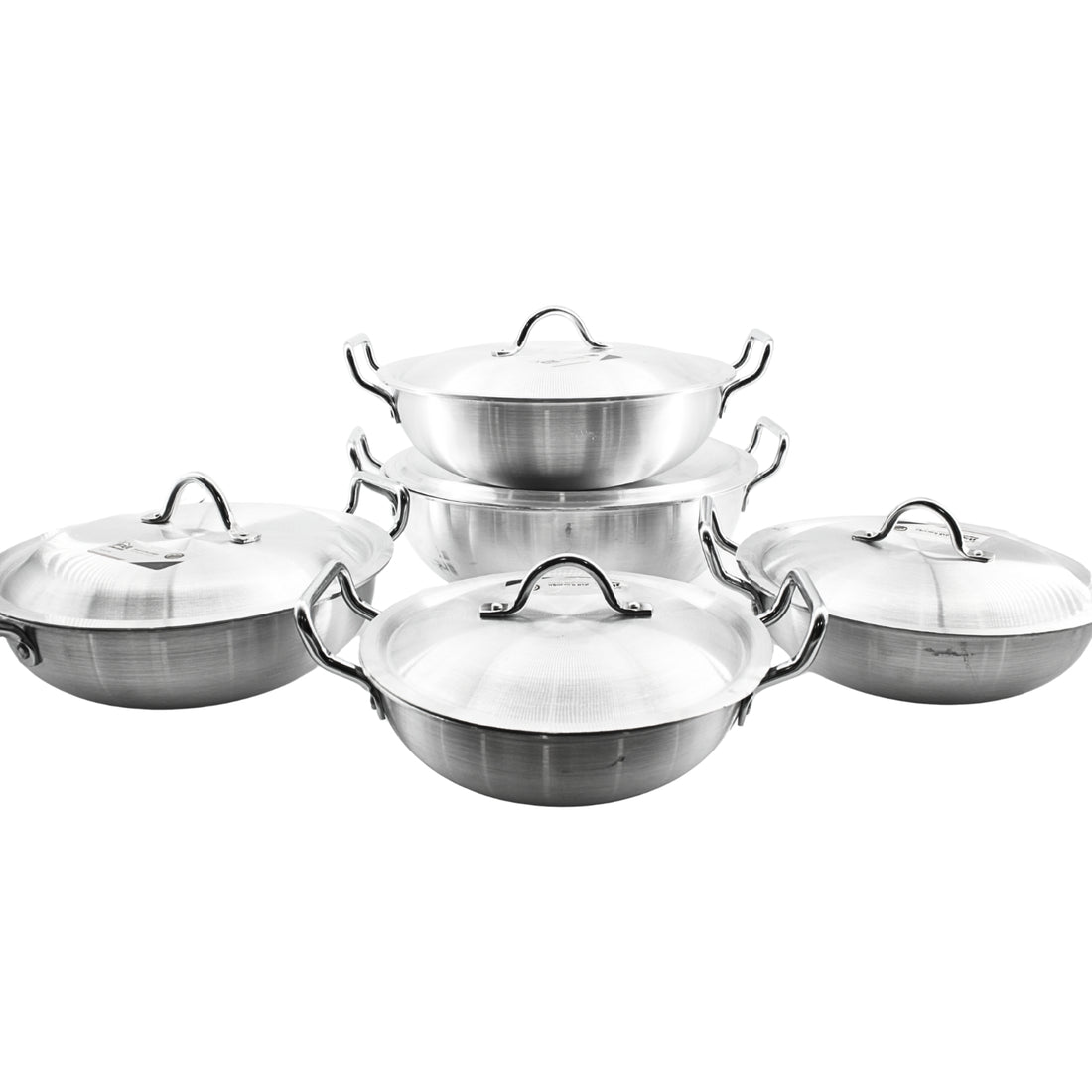 Set of 5 Stainless Steel Dual Handle Pots with Lids – XS to XL | www.eladhamdist.com