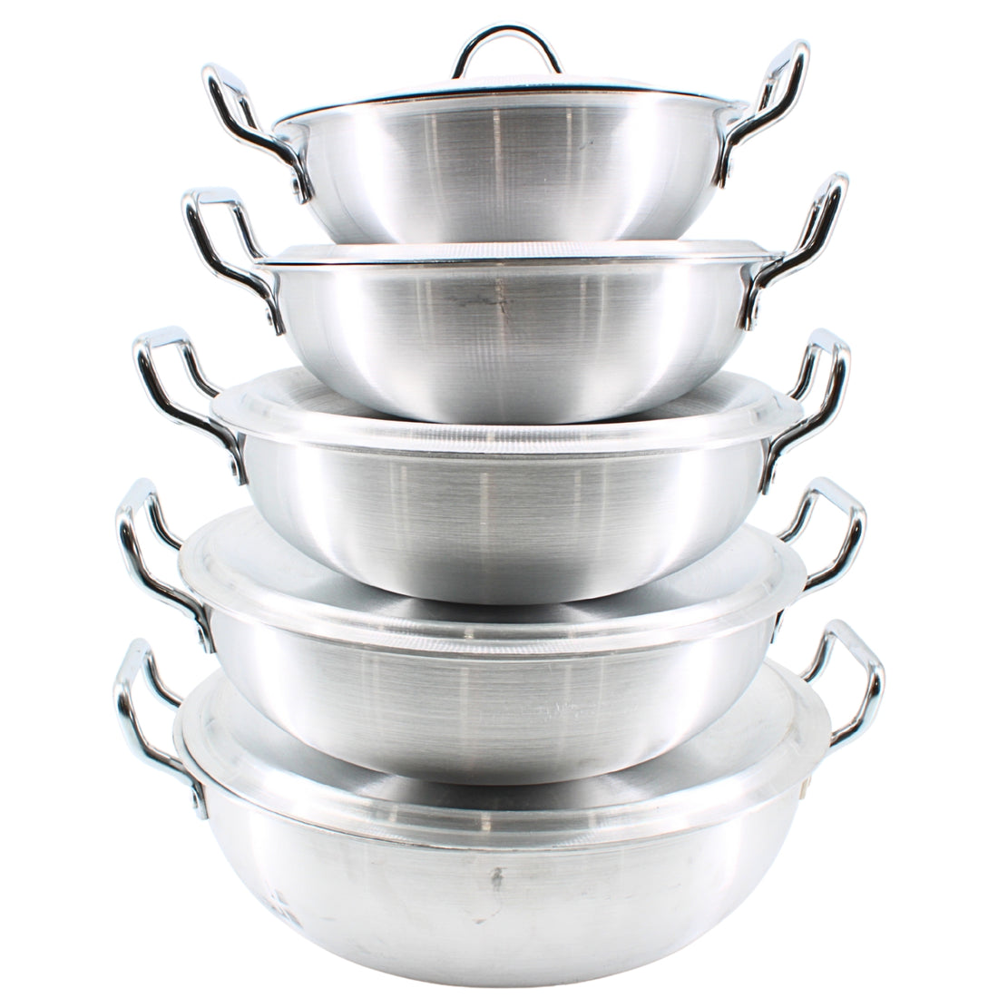 Set of 5 Stainless Steel Dual Handle Pots with Lids – XS to XL | www.eladhamdist.com