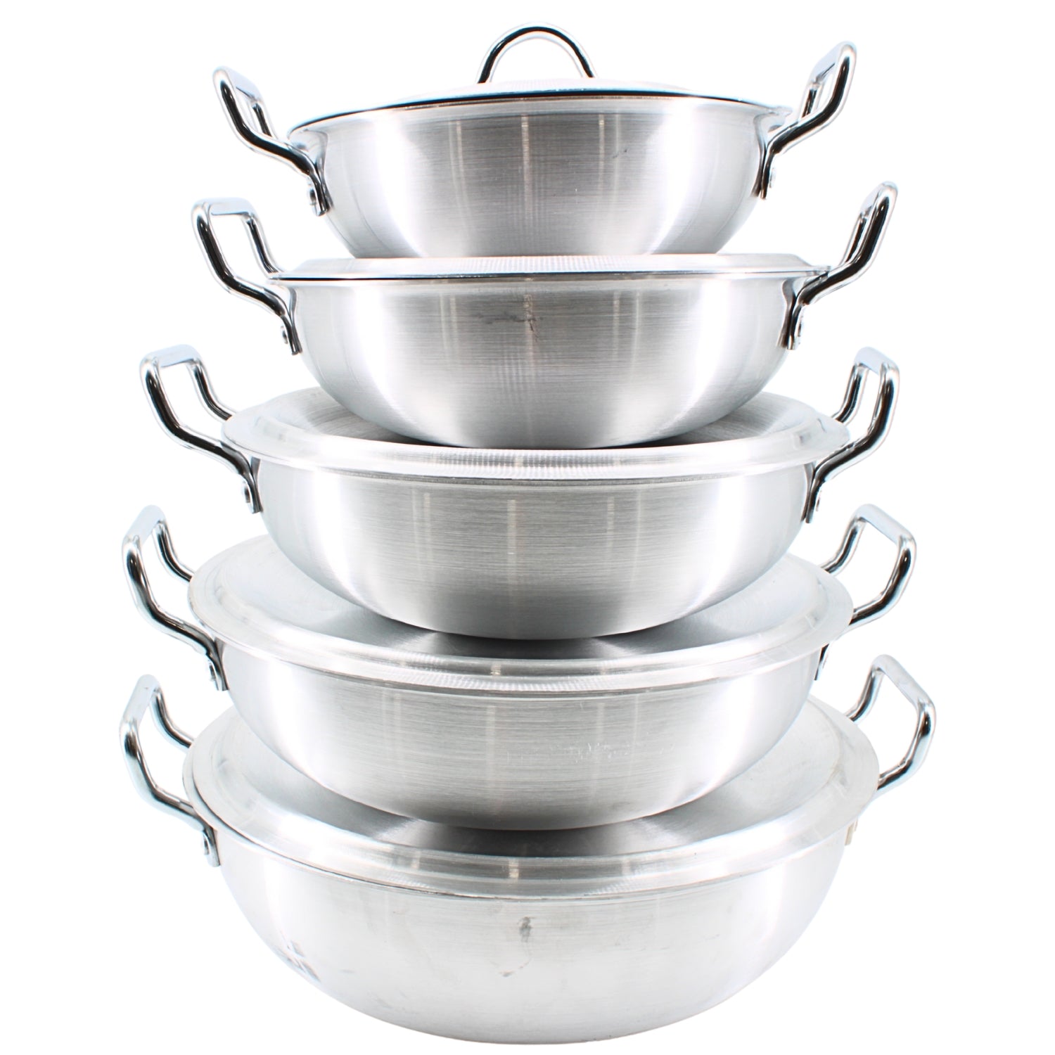 Set of 5 Stainless Steel Dual Handle Pots with Lids – XS to XL | www.eladhamdist.com