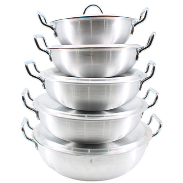 Set of 5 Stainless Steel Dual Handle Pots with Lids – XS to XL | www.eladhamdist.com