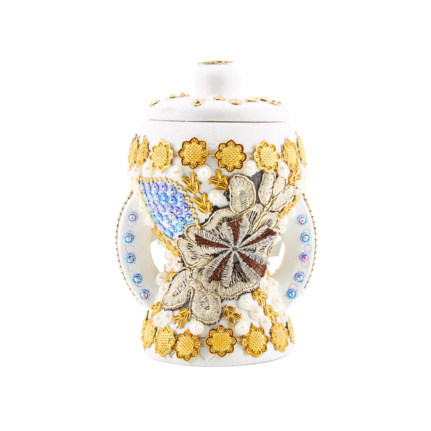 Small White-Gold Traditional Clay Incense Burner – Unique Designs | www.eladhamdist.com