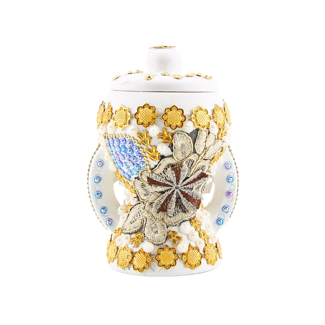 Small White-Gold Traditional Clay Incense Burner – Unique Designs | www.eladhamdist.com