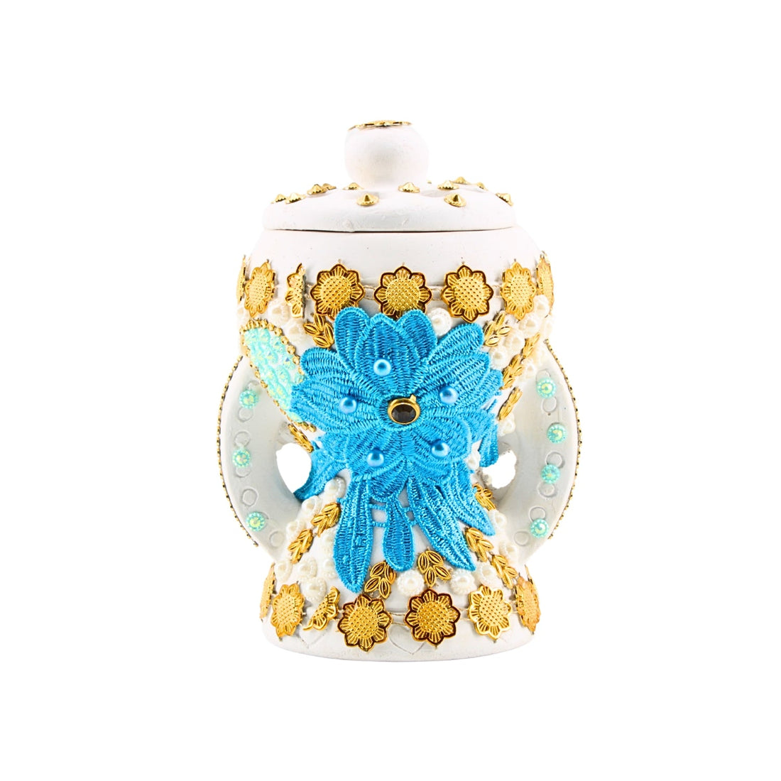 Small White-Gold Traditional Clay Incense Burner – Unique Designs | www.eladhamdist.com