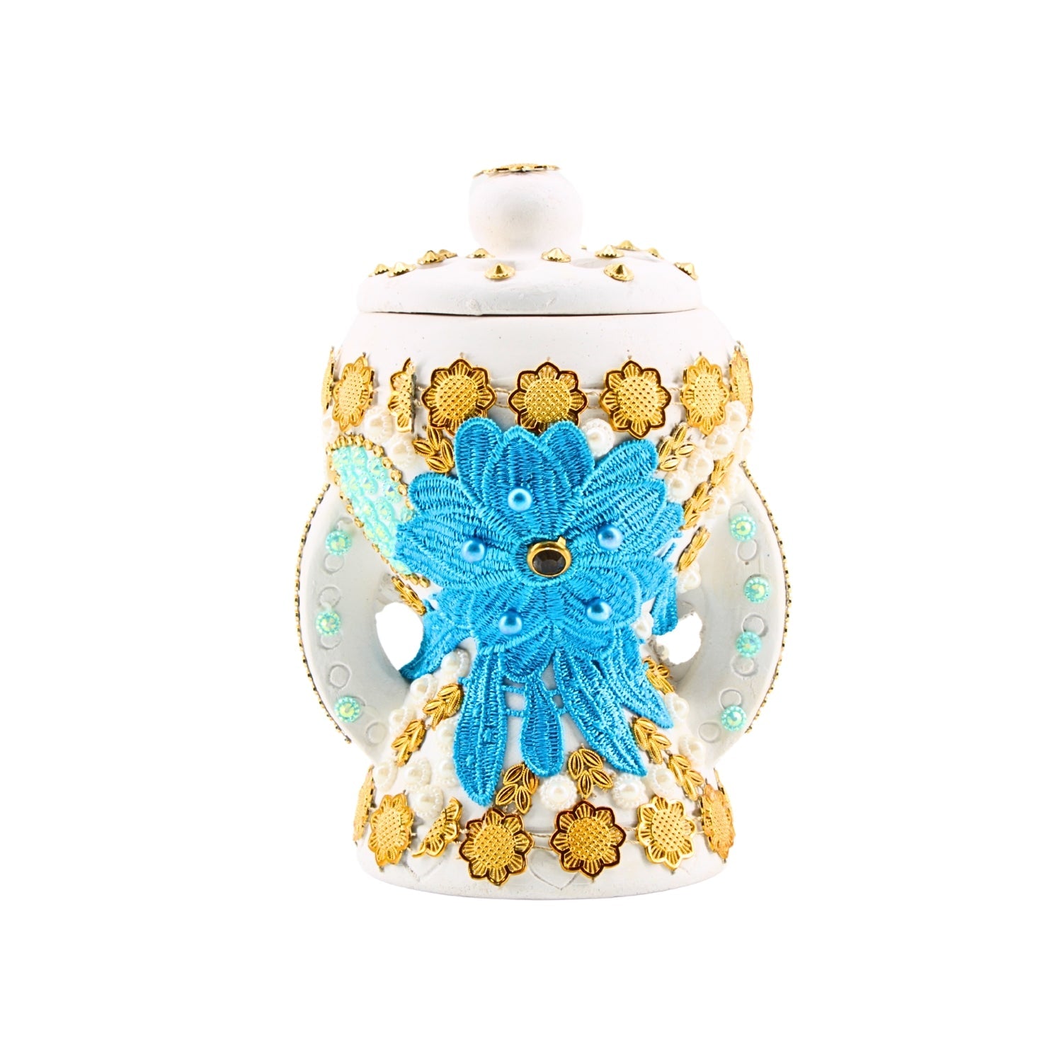 Small White-Gold Traditional Clay Incense Burner – Unique Designs | www.eladhamdist.com