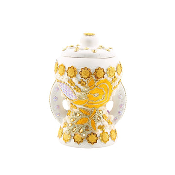 Small White-Gold Traditional Clay Incense Burner – Unique Designs | www.eladhamdist.com