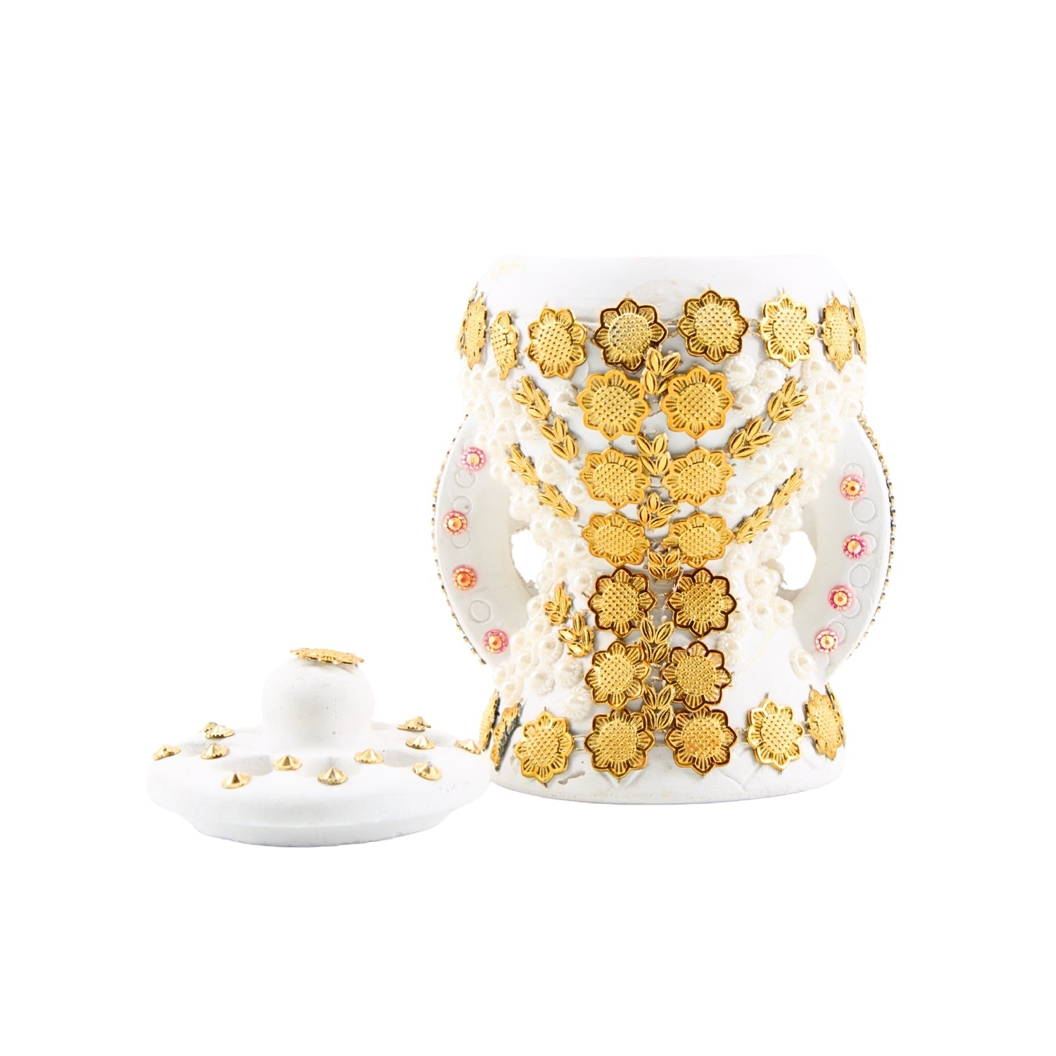 Small White-Gold Traditional Clay Incense Burner – Unique Designs | www.eladhamdist.com