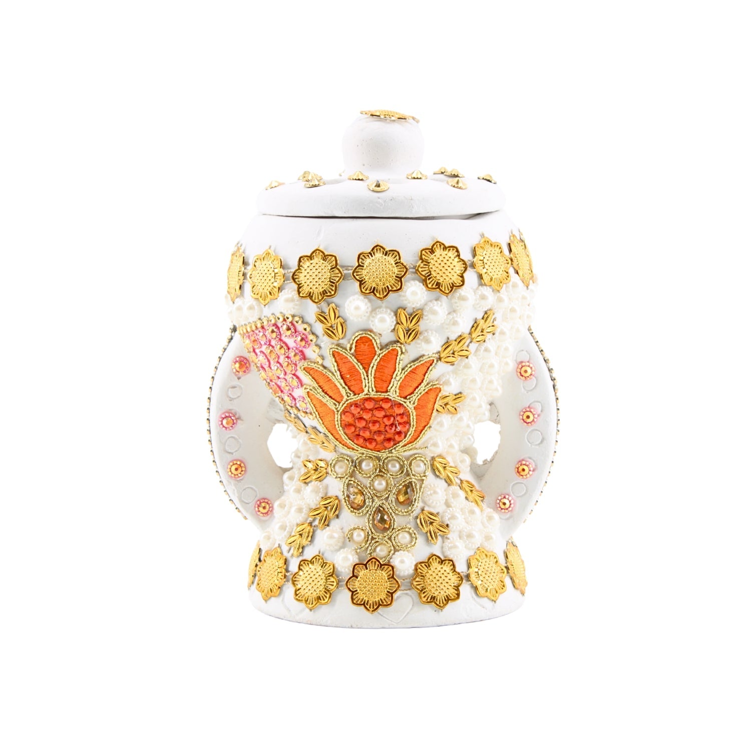 Small White-Gold Traditional Clay Incense Burner – Unique Designs | www.eladhamdist.com