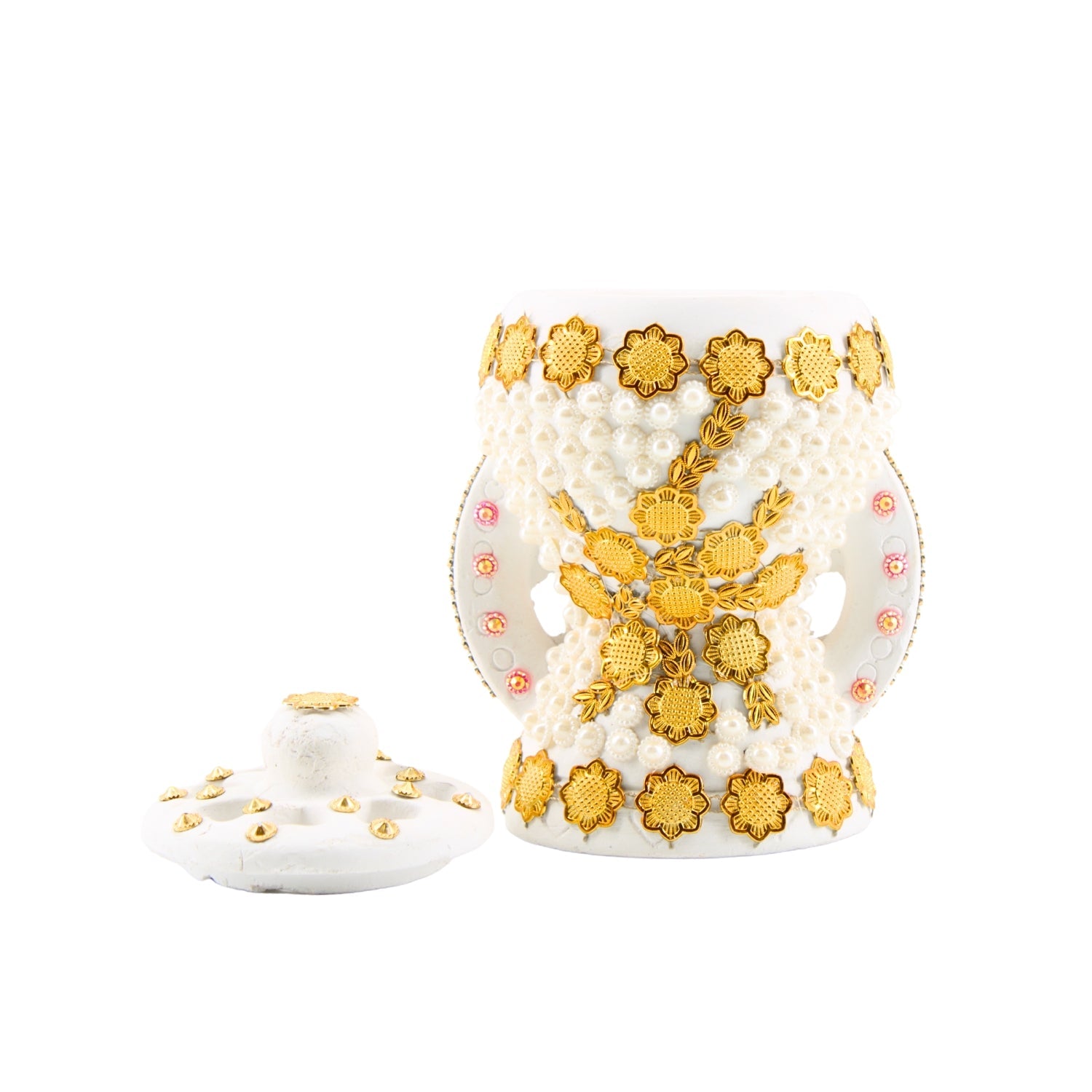 Small White-Gold Traditional Clay Incense Burner – Unique Designs | www.eladhamdist.com