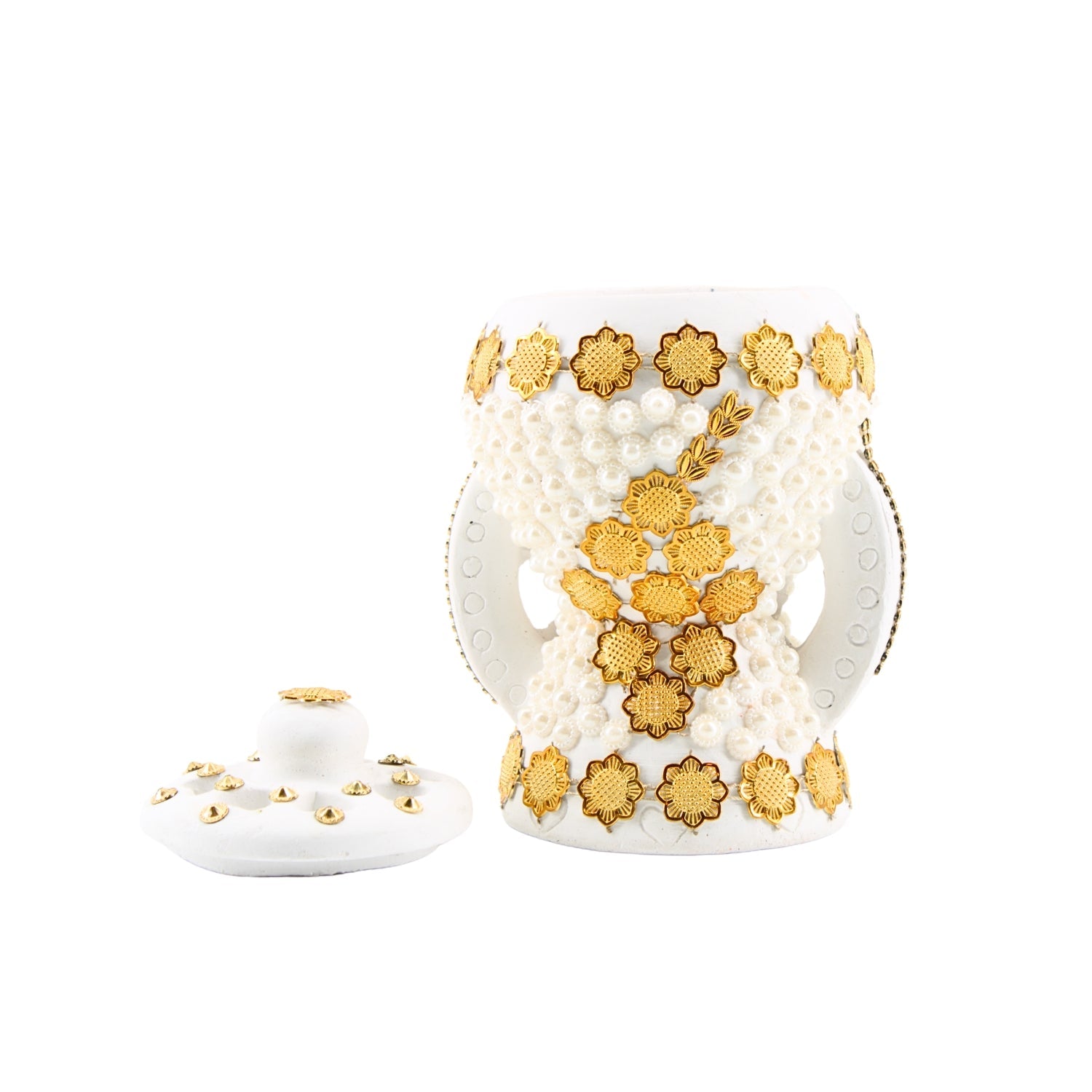 Small White-Gold Traditional Clay Incense Burner – Unique Designs | www.eladhamdist.com