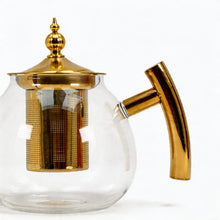 Glass Teapot with Gold Stainless Steel Infuser & Wooden Handle - Luxury Loose Leaf Tea Pot (1000ml)