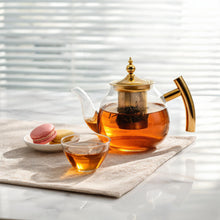 Glass Teapot with Gold Stainless Steel Infuser & Wooden Handle - Luxury Loose Leaf Tea Pot (1200ml)