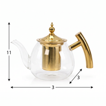Glass Teapot with Gold Stainless Steel Infuser & Wooden Handle - Luxury Loose Leaf Tea Pot (800ml)