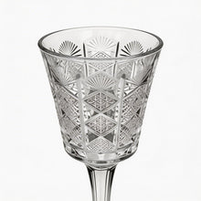 Clear Embossed Wine Goblet Glasses - Set of 6 Elegant Stemware