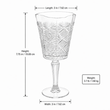 Clear Embossed Wine Goblet Glasses - Set of 6 Elegant Stemware
