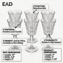 Clear Embossed Wine Goblet Glasses - Set of 6 Elegant Stemware