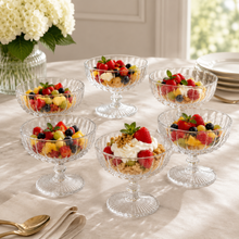 6-Piece Clear Footed Glass Dessert Bowl Set, 4.75 Inch