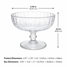 6-Piece Clear Footed Glass Dessert Bowl Set, 4.75 Inch