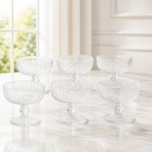 6-Piece Embossed Glass Dessert Bowl Set