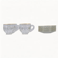Gold Rimmed Crystal Espresso Cup & Saucer Set - 12-Piece Luxury Coffee Serving Set