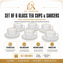 Gold Rimmed Crystal Espresso Cup & Saucer Set - 12-Piece Luxury Coffee Serving Set