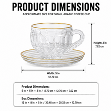 Gold Rimmed Crystal Espresso Cup & Saucer Set - 12-Piece Luxury Coffee Serving Set