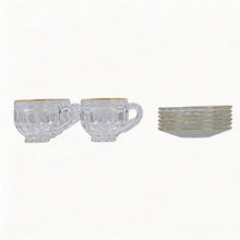 Gold Rimmed Crystal Espresso Cup & Saucer Set - 12-Piece Luxury Coffee Serving Set