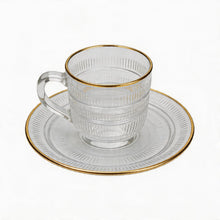Gold Rim Crystal Tea Glass & Saucer Set - 12-Piece Luxury Arabic & Turkish Tea Serving Set