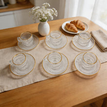 Gold Rim Crystal Tea Glass & Saucer Set - 12-Piece Luxury Arabic & Turkish Tea Serving Set